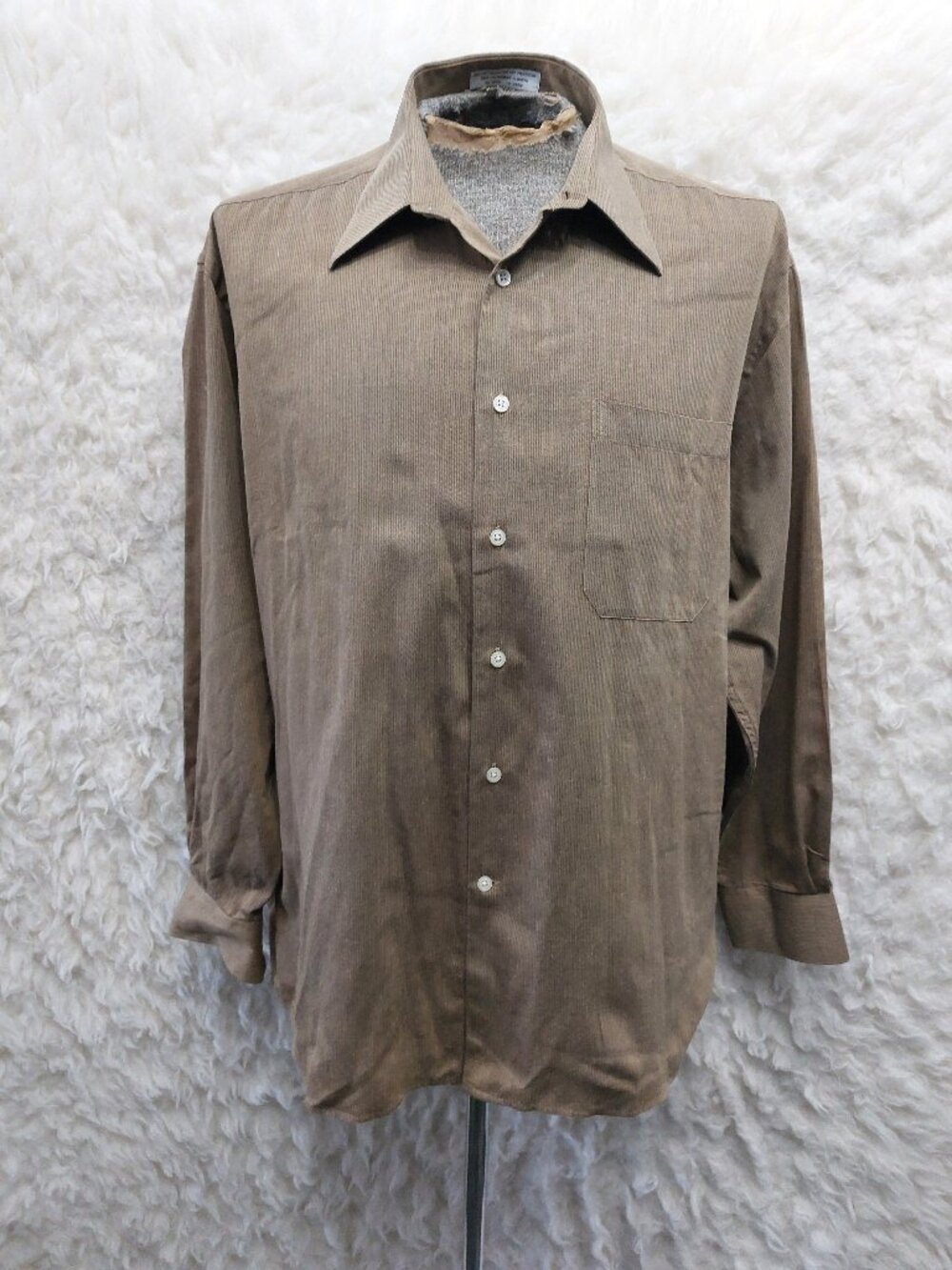 Vintage 1990s Christian Dior Monsieur Men's Brown Long-sleeve Dress Shirt